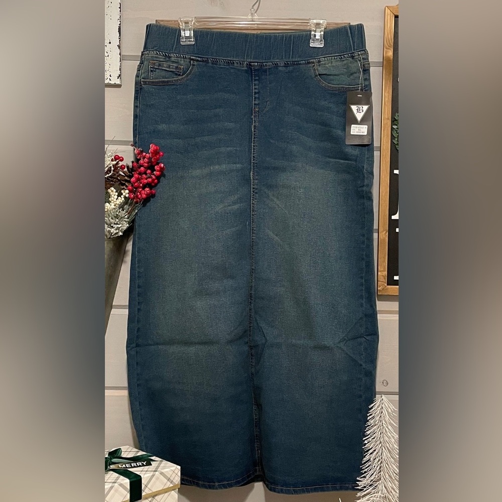 Long denim skirt